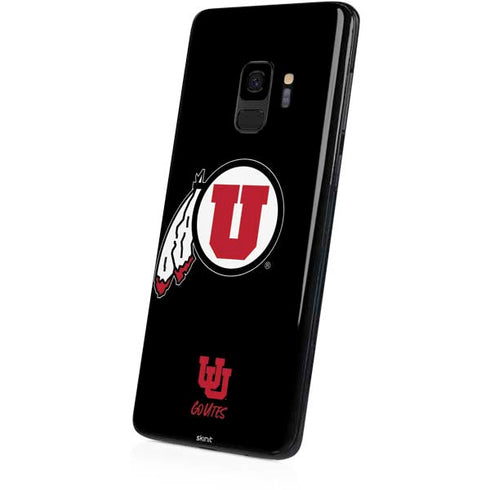 Utah Circle and Feather on Black Galaxy S9 Skin